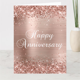 Carte Glittery Rose Gold Bonne Anniversaire