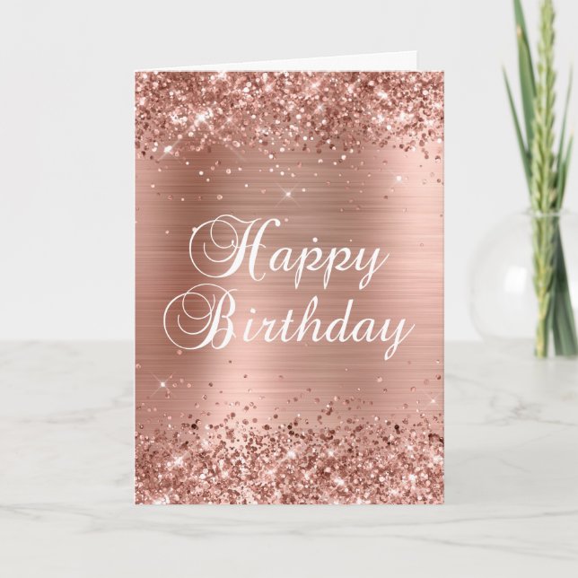 Carte Glittery Rose Gold Foil 2 Joyeux anniversaire (Devant)