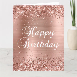 Carte Glittery Rose Gold Foil Gros anniversaire heureux