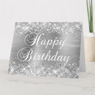 Carte Glittery Silver Foil Joyeux anniversaire du groupe