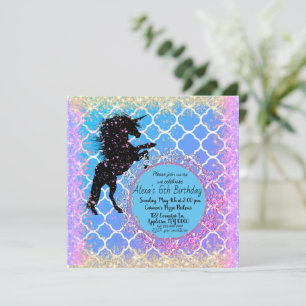 Carte Glittery Starry Whimsical Unicorn Anniversaire