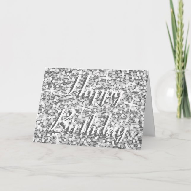 Carte Glitz "Argent" 'Joyeux Anniversaire' ruban de la c (Devant)