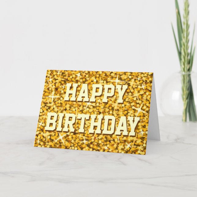 Carte Glitz "Gold" 'Joyeux anniversaire' texte ava (Devant)