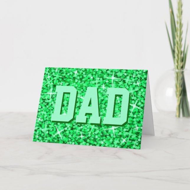 Carte Glitz Green 'DAD' 'Happy Fête des pères' (Devant)