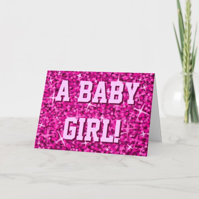 Carte Glitz Pink 'Baby Girl' 'Félicitations ! ' (Devant)