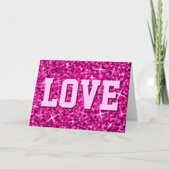 Carte Glitz Pink 'LOVE' 'Valentine's day' (Devant)