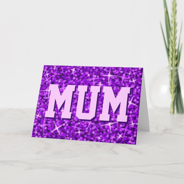 Carte Glitz Pink 'MUM' 'Joyeuse Fête des Mères' (Devant)