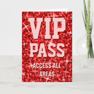 Carte Glitz Red 'VIP Pass' Valentine's Day