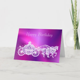 Carte Glitzy Princess Purple Entraîneur & Chevaux Annive