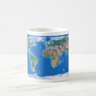 Carte globale du monde de tasse de café