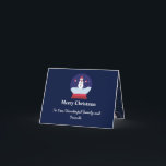 Carte Globe de neige mignon avec Noël de Snowman<br><div class="desc">C'est une carte de voeux de Noël élégante et simple customisée avec un globe de neige et à l'intérieur un bonhomme de neige mignon sur un arrière - plan bleu foncé. Le dos de la carte a très belle boule de neige motif. Vous pouvez facilement changer les mots sur la...</div>