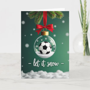 Carte Globe de Noël de football sous la neige