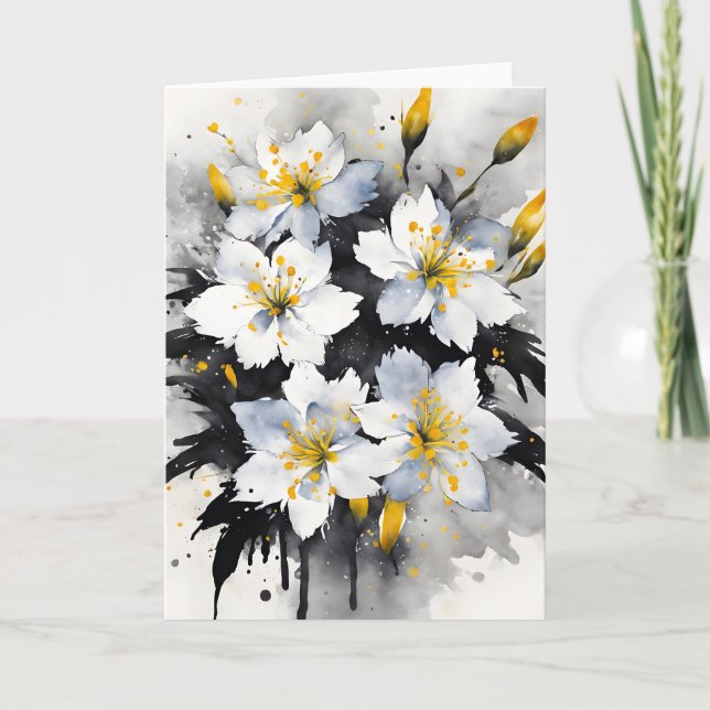 Carte Gloire de la Neige - Fleurs aquarelle (Devant)