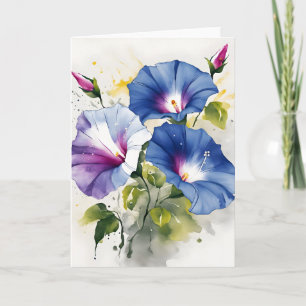 Carte Gloire du matin - Fleurs aquarelle