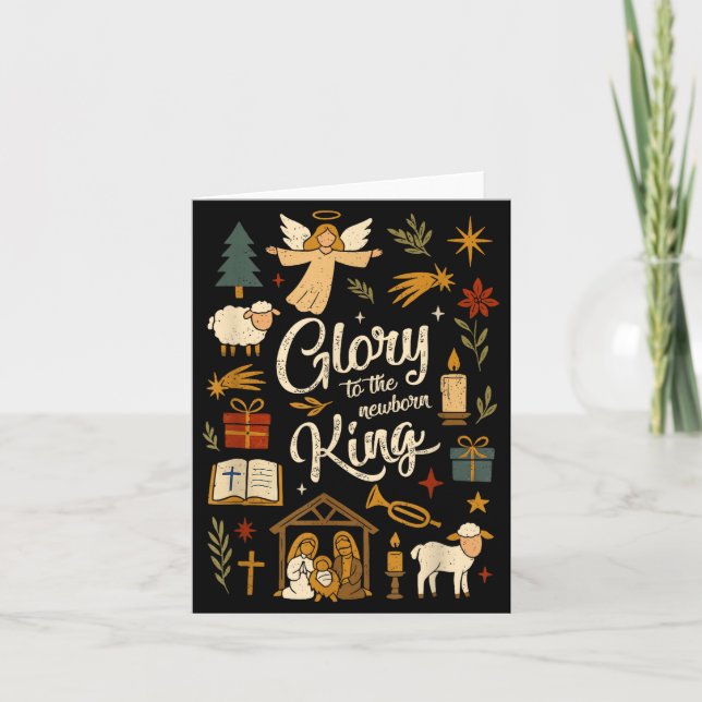 Carte Glory To The Newborn King Christmas Nativity Scene (Devant)