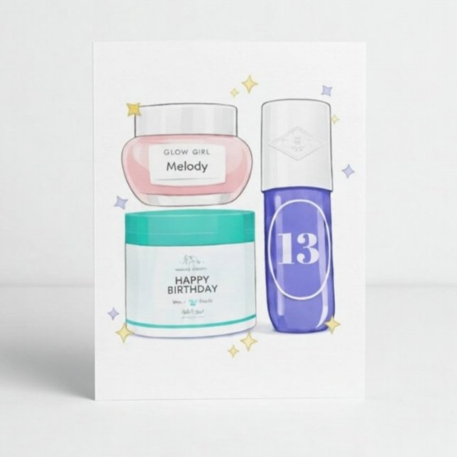 Carte Glow Up Skincare Birthday Card (Customizable) (Créateur téléchargé)