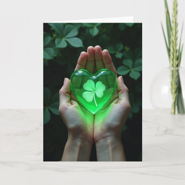 Carte Glowing Heart Clover Find Card (Devant)