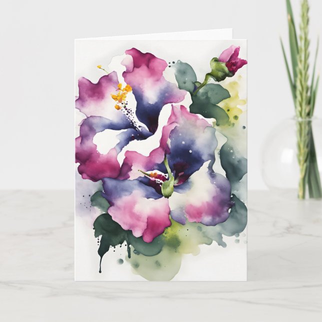 Carte Gloxinia - Watercolor flowers (Devant)