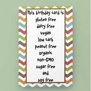 Carte Gluten Dairy Sugar Soy Carb Gratuit Amusant Annive