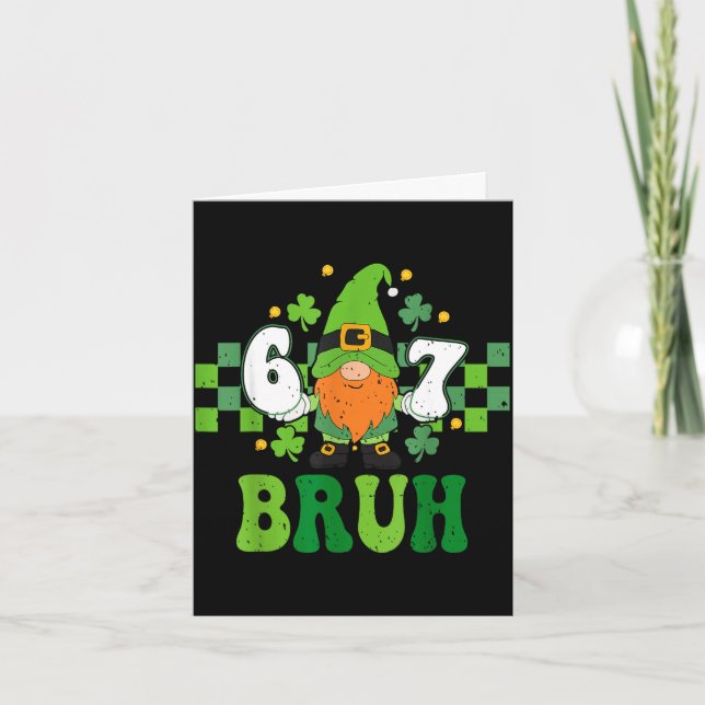 Carte Gnome 6 7 bruh jour de la Saint-Patrick six sept e (Devant)