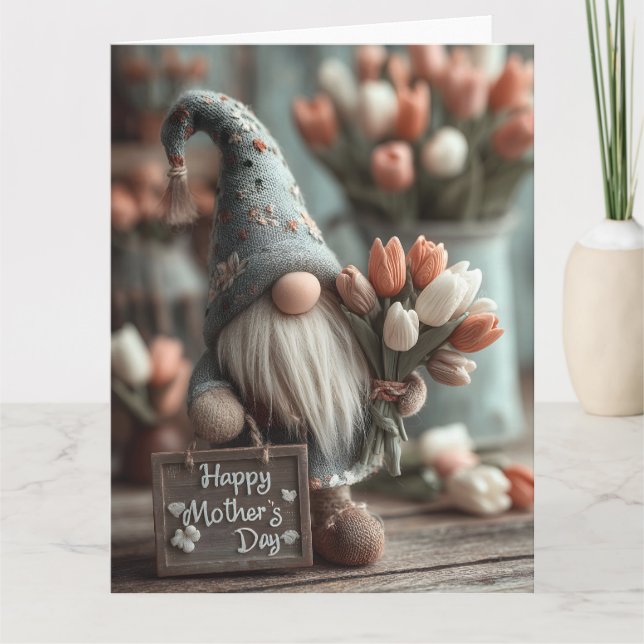 Carte Gnome charmant tenant un panneau "Joyeuse fête des (Devant)
