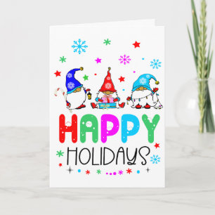 Carte Gnome Colorful Cute Joyeux Fêtes Noël