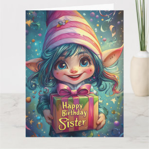 Carte Gnome d'anniversaire - Bonne soeur d'anniversaire