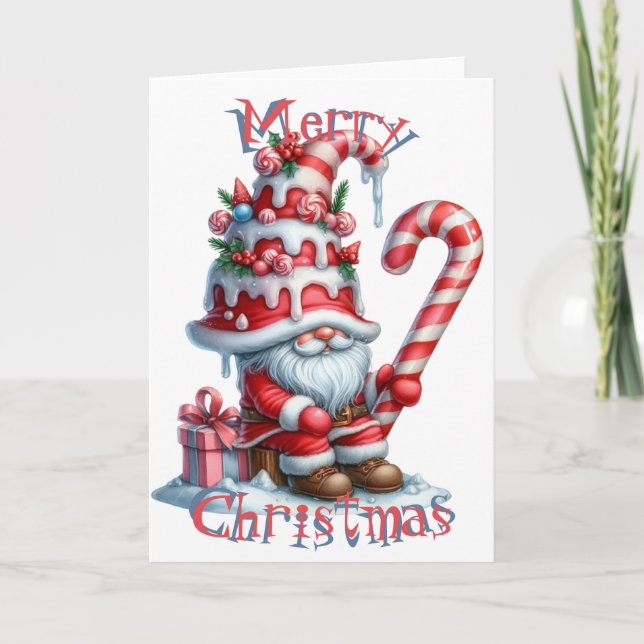 Carte Gnome de glace de Sucre de canne de Noël (Devant)