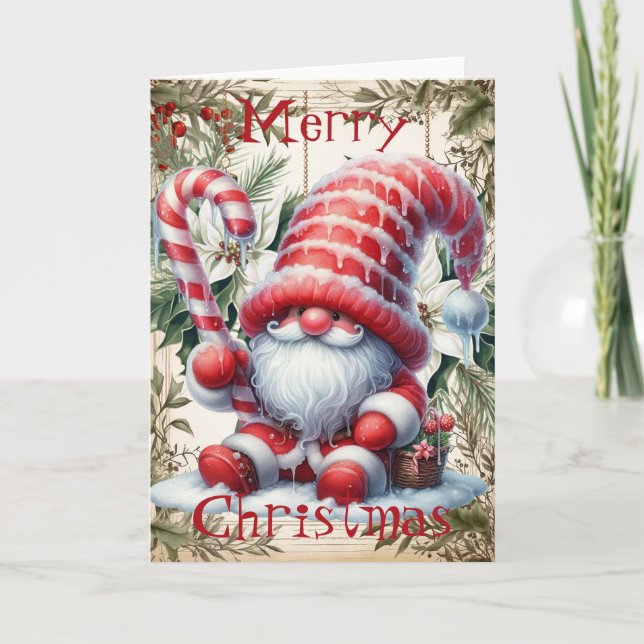 Carte Gnome de glace de Sucre de canne de Noël (Devant)