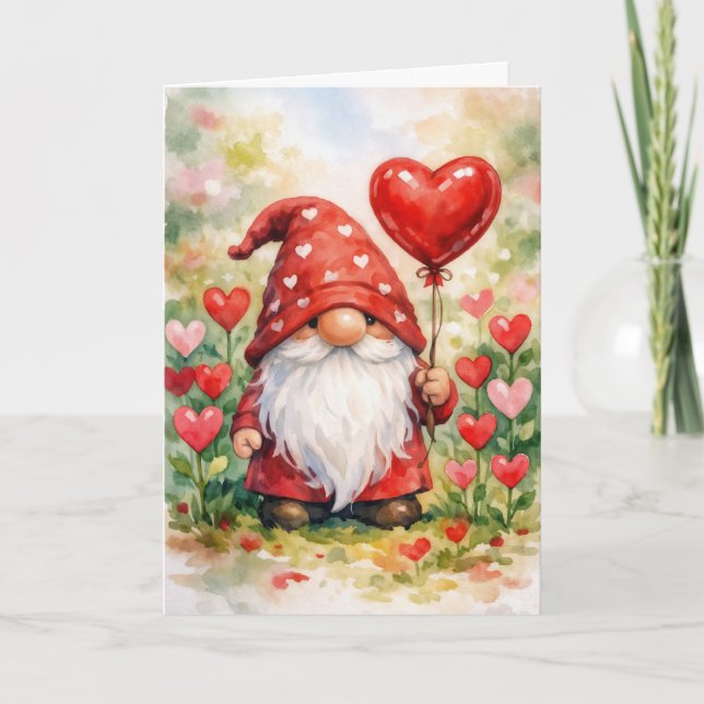 Carte Gnome de la Saint-Valentin avec ballon en forme de (Devant)
