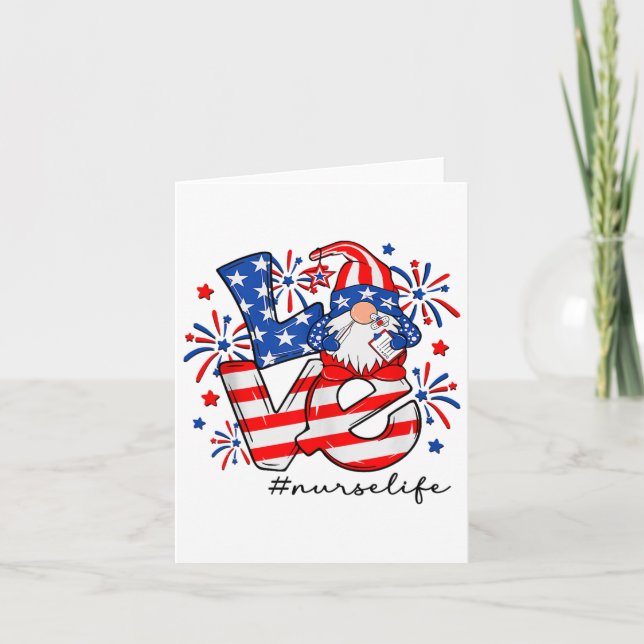 Carte Gnome de la vie d'infirmière aidant amour Drapeau  (Devant)