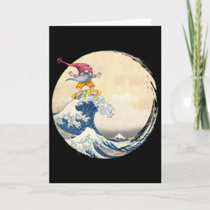 Carte Gnome de surf chevauchant la grande vague d'Hokusa