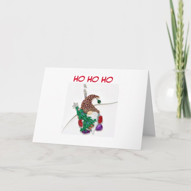 CARTE GNOME DIT HO HO "MERCI NOËL" (Devant)