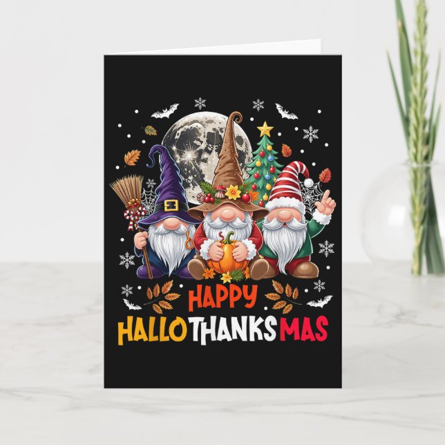 Carte Gnome Hallothanksmas Halloween Thanksgiving Noël (Devant)