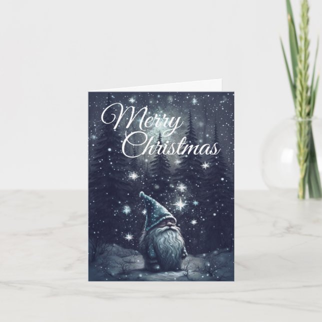 Carte Gnome hiver Forêt de neige Joyeux Noël (Devant)