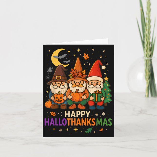 Carte Gnome Joyeux Hallothanksmas Chemise Thanksgiving N (Devant)