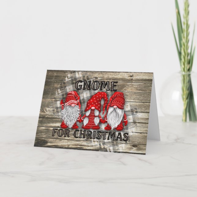 Carte Gnome Pour Noël Plaid Rustic Country Farmhouse (Devant)