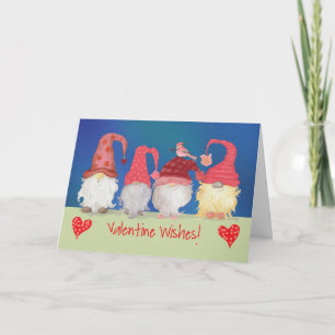 Carte Gnome Valentine veut avec un oiseau