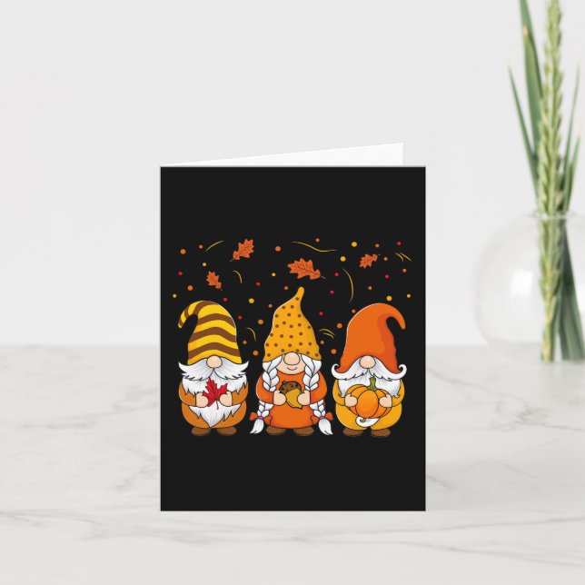 Carte Gnomes citrouilles Automne Mignons Halloween Thank (Devant)