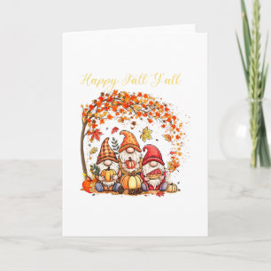 Carte Gnomes d'automne Heureux automne à tous Feuilles d