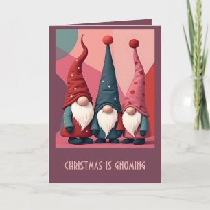 Carte Gnomes de Noël nordiques Rétro Moderne Kitschmas