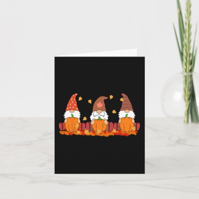 Carte Gnomes de Thanksgiving mignon Citrouille Gnomes d' (Devant)
