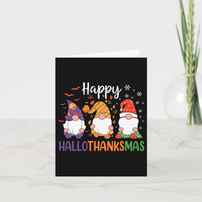 Carte Gnomes mignons Automne Halloween Femmes Filles Hap (Devant)