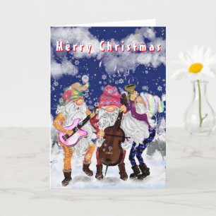 Carte Gnomes Music Band Funny Christmas Card