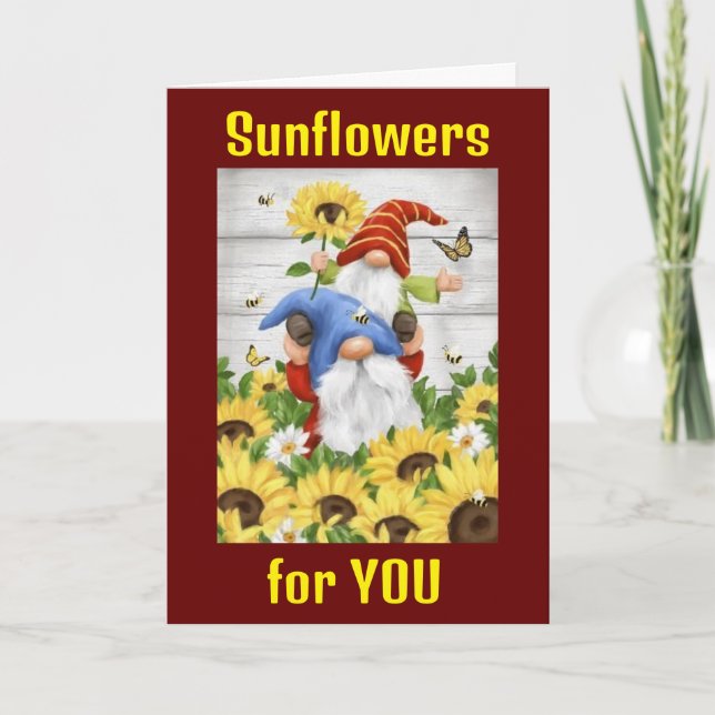 Carte GNOMES/SUNFLOWERS À VOTRE 70e ANNIVERSAIRE (Devant)