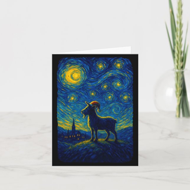 Carte Goat Lover Santa Hat Christmas Starry Cute Night V (Devant)