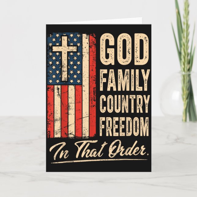 Carte God Family Country Freedom In That Order Usa Flag  (Devant)