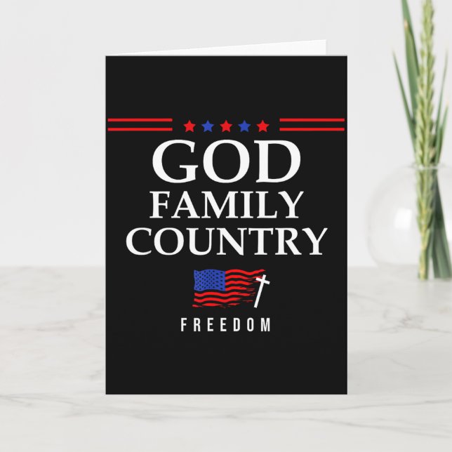 Carte God Family Country Us Flag Christian Saying Dom Je (Devant)