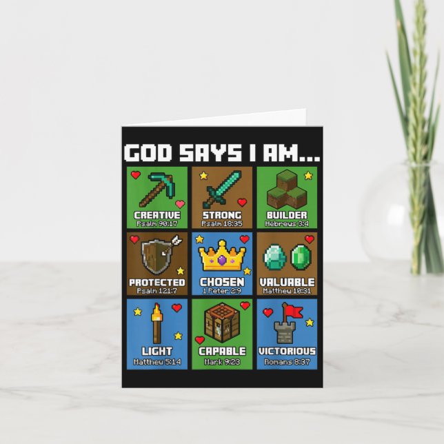 Carte God Says I Am Bible Verses Xel Art Christian Gamer (Devant)