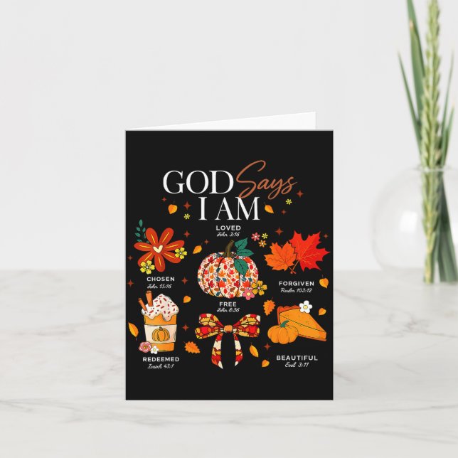 Carte God Says I Am Fall Vibes Autumn Christian Women Me (Devant)